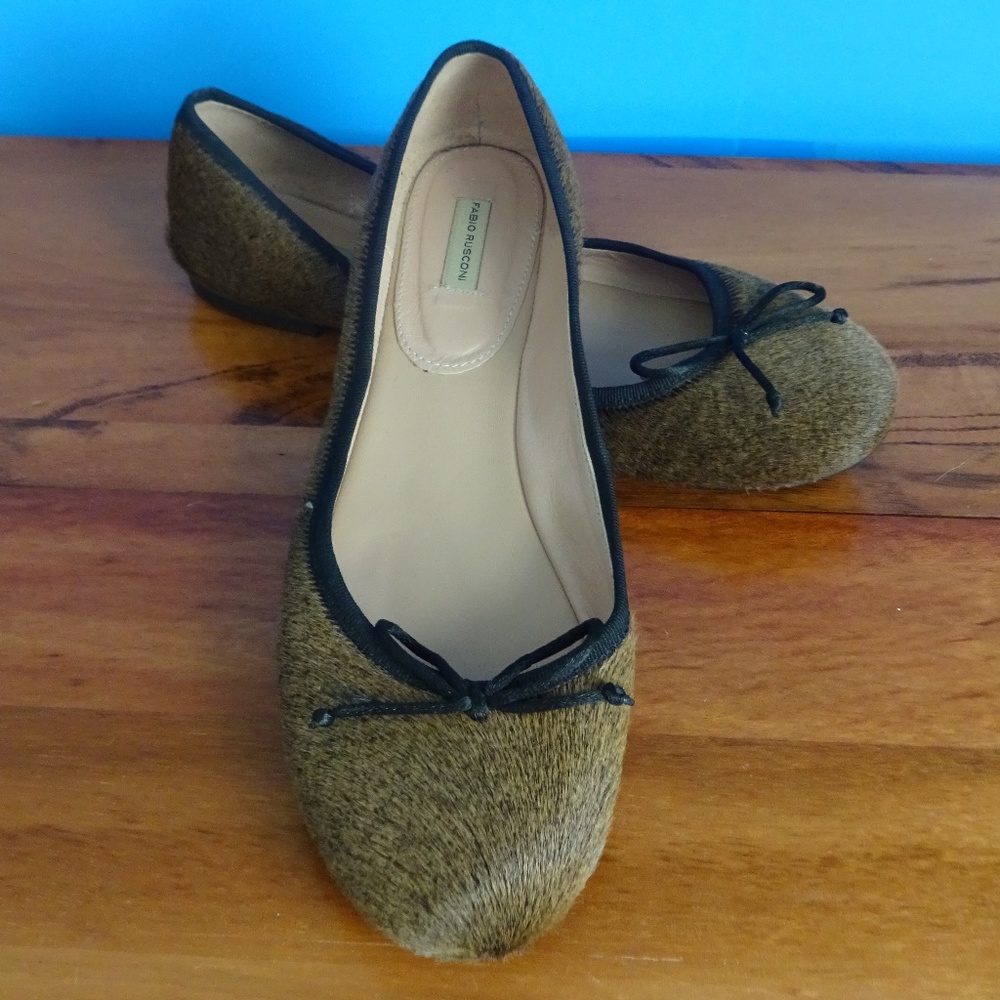 FABIO RUSCONI COW HAIR BALLET FLATS